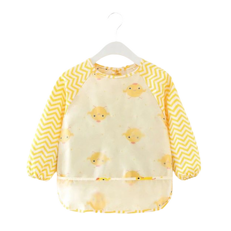 Baby Toddler Feeding Long Sleeve Apron Smock Bib - Yellow Duckie