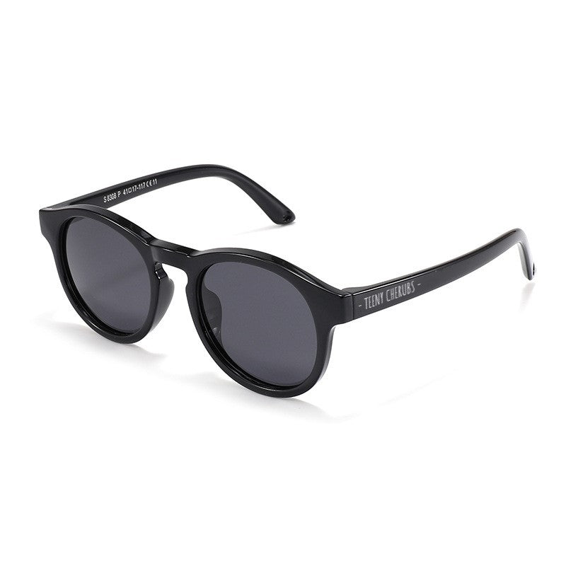 Teeny Baby Keyhole Polarized Sunglasses With Strap - Black
