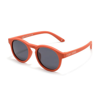Teeny Baby Keyhole Polarized Sunglasses With Strap - Caramel Orange