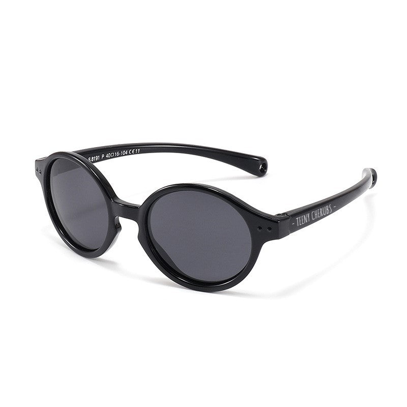 Teeny Baby Round Polarized Sunglasses With Strap - Black