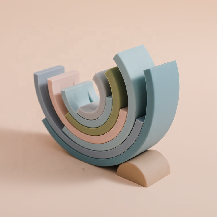 Variation Shape Montessori Silicone Rainbow Stacking Toy