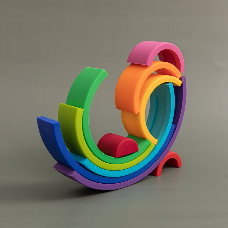 One Variation Shape Of Montessori Silicone Rainbow Stacking Toy
