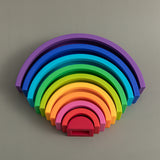 Montessori Silicone Rainbow Stacking Toy Placed on Mat