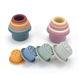 Two Stacked Three Variations Montessori Silicone Stacking Cups