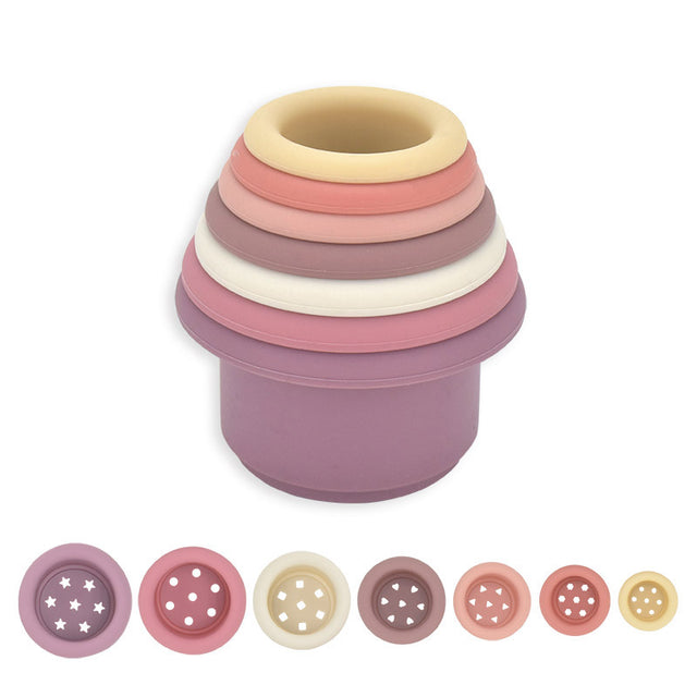 Montessori Silicone Stacking Cups - Rose