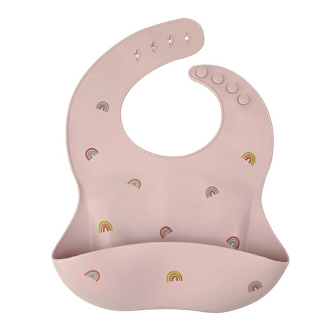 Silicone Waterproof Baby Toddler Bib - Rainbow Dusty Pink