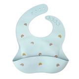 Silicone Waterproof Baby Toddler Bib - Rainbow Light Blue